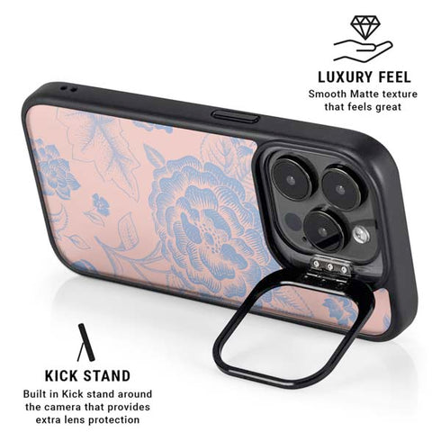 Rose Quartz & Serenity Floral iPhone 13 Pro Kickstand Case