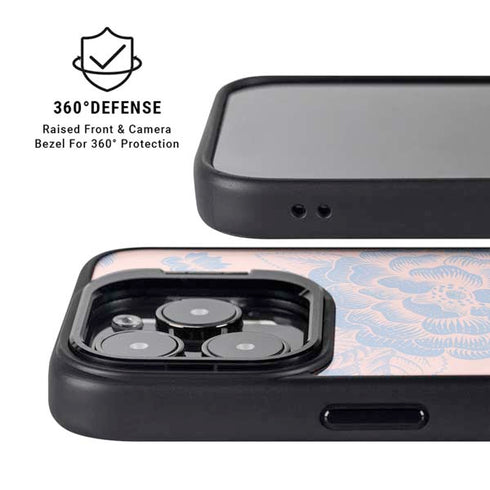 Rose Quartz & Serenity Floral iPhone 13 Pro Kickstand Case