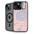 Rose Quartz & Serenity Floral iPhone 15 Kickstand Case