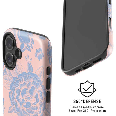 Rose Quartz & Serenity Floral iPhone 16 Magsafe Impact Case