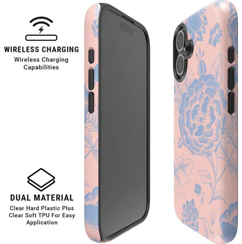 Rose Quartz & Serenity Floral iPhone 16 Magsafe Impact Case