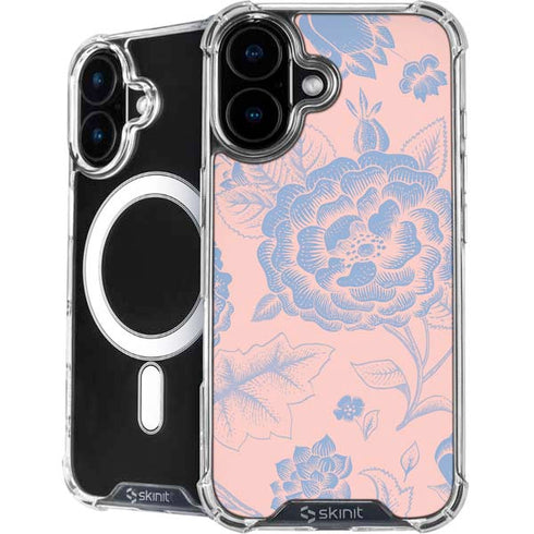 Rose Quartz & Serenity Floral iPhone 16 Plus MagSafe Case