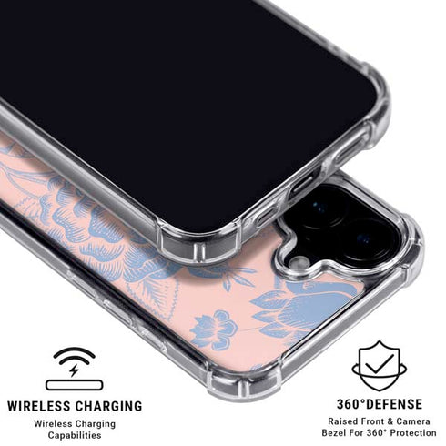 Rose Quartz & Serenity Floral iPhone 16 Plus MagSafe Case