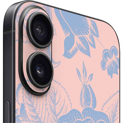 Rose Quartz & Serenity Floral iPhone 16 Plus Skin