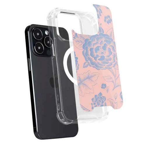 Rose Quartz & Serenity Floral iPhone 16 Pro MagSafe Case