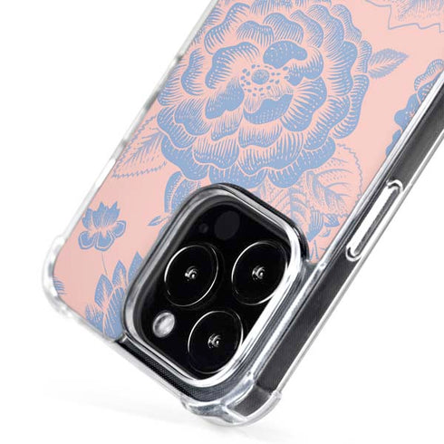 Rose Quartz & Serenity Floral iPhone 16 Pro MagSafe Case