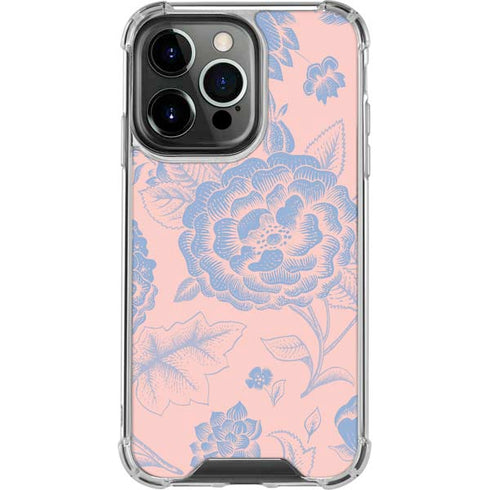 Rose Quartz & Serenity Floral iPhone 16 Pro Max Clear Case