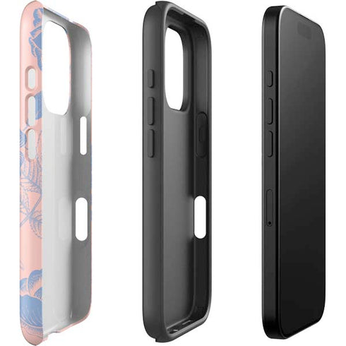 Rose Quartz & Serenity Floral iPhone 16 Pro Max Impact Case