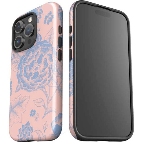Rose Quartz & Serenity Floral iPhone 16 Pro Max Impact Case