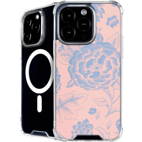 Rose Quartz & Serenity Floral iPhone 16 Pro Max MagSafe Case