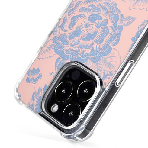 Rose Quartz & Serenity Floral iPhone 16 Pro Max MagSafe Case
