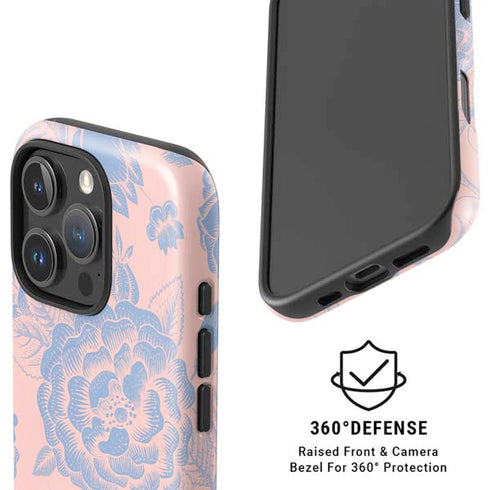 Rose Quartz & Serenity Floral iPhone 16 Pro Max Magsafe Impact Case