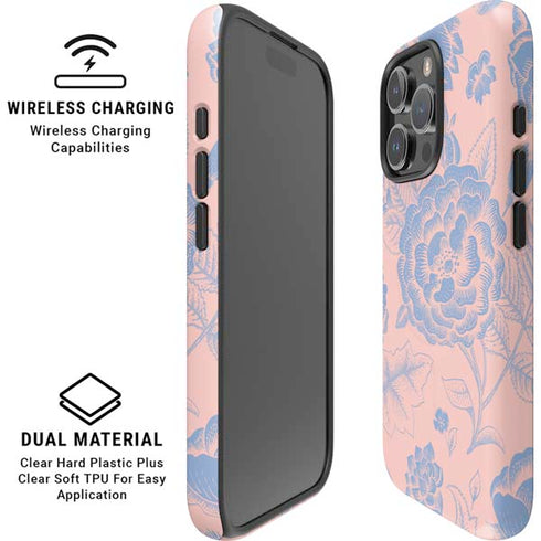 Rose Quartz & Serenity Floral iPhone 16 Pro Max Magsafe Impact Case