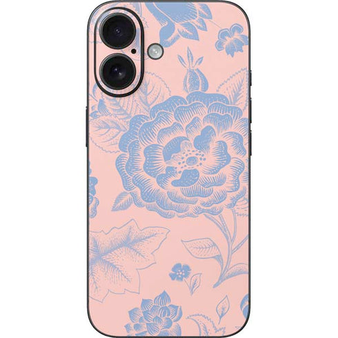 Rose Quartz & Serenity Floral iPhone 16 Skin