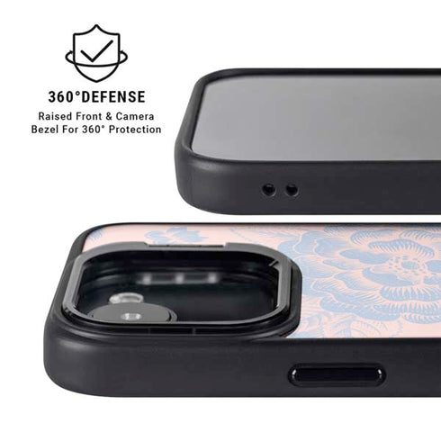 Rose Quartz & Serenity Floral iPhone 16e Kickstand Case