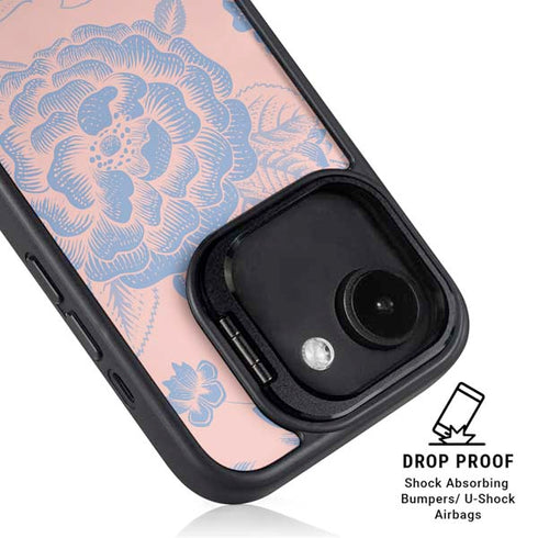 Rose Quartz & Serenity Floral iPhone 16e Kickstand Case
