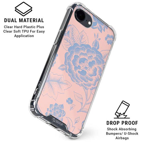 Rose Quartz & Serenity Floral iPhone 16e Clear Case