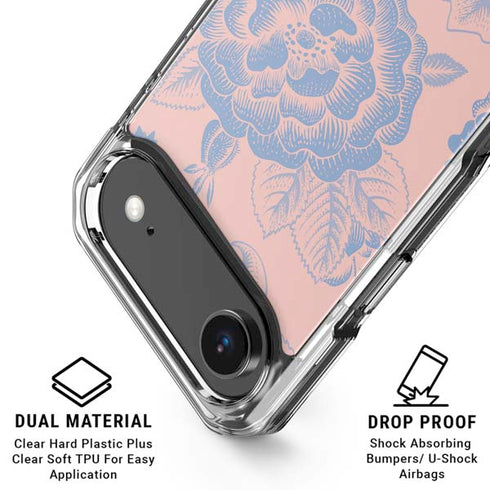 Rose Quartz & Serenity Floral iPhone 17 Air Clear Case
