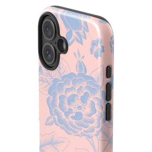Rose Quartz & Serenity Floral iPhone 17 Impact Case