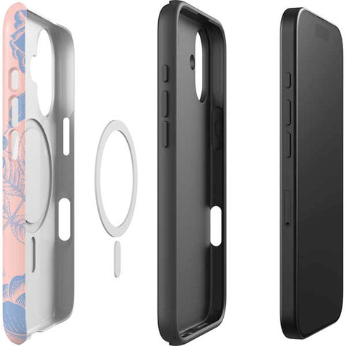 Rose Quartz & Serenity Floral iPhone 17 Magsafe Impact Case