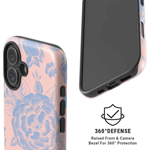 Rose Quartz & Serenity Floral iPhone 17 Magsafe Impact Case