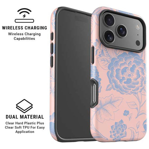 Rose Quartz & Serenity Floral iPhone 17 Pro Magsafe Impact Case