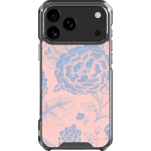 Rose Quartz & Serenity Floral iPhone 17 Pro Max Clear Case