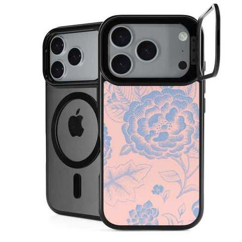 Rose Quartz & Serenity Floral iPhone 17 Pro Max Kickstand Case
