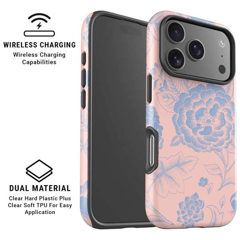 Rose Quartz & Serenity Floral iPhone 17 Pro Max Magsafe Impact Case
