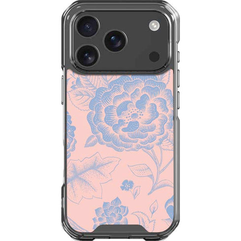 Rose Quartz & Serenity Floral iPhone 18 Pro Clear Case