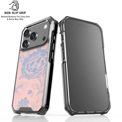 Rose Quartz & Serenity Floral iPhone 18 Pro Clear Case