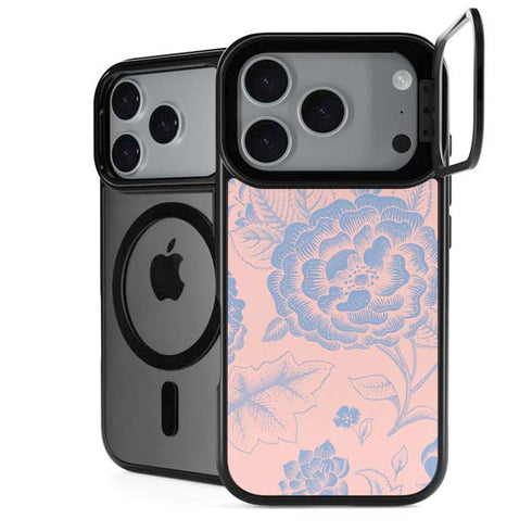 Rose Quartz & Serenity Floral iPhone 18 Pro Kickstand Case