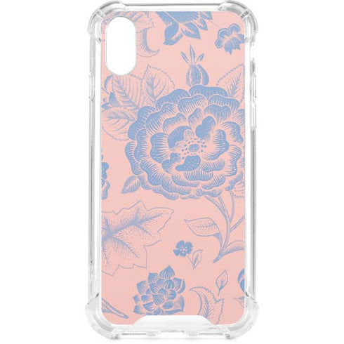 Rose Quartz & Serenity Floral iPhone XS Clear Case