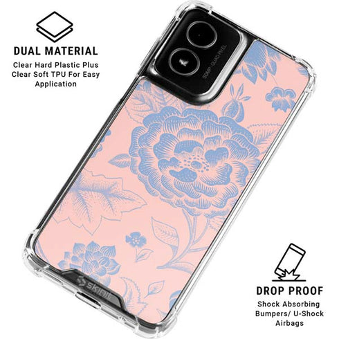 Rose Quartz & Serenity Floral Moto G Power 5G (2024) Clear Case
