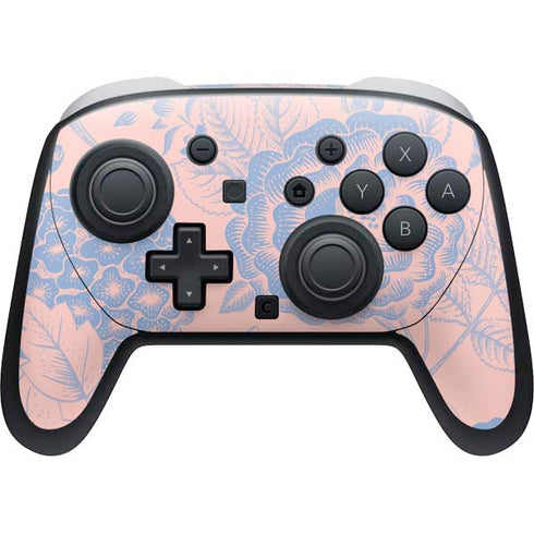 Rose Quartz & Serenity Floral Nintendo Switch 2 (2025) Pro Controller Skin