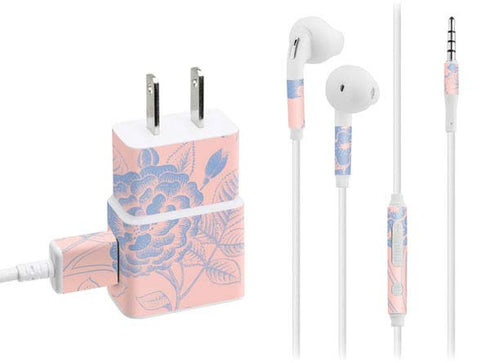 Rose Quartz & Serenity Floral Phone Charger Skin