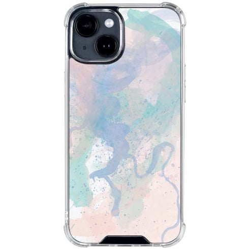 Rose Quartz & Serenity Splatter iPhone 15 Clear Case
