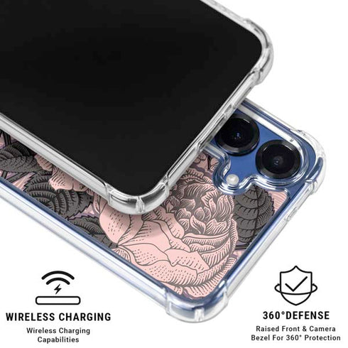 Rose Quartz Floral Galaxy S25 Clear Case