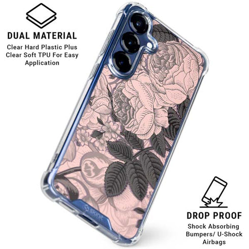 Rose Quartz Floral Galaxy S25 Plus Clear Case