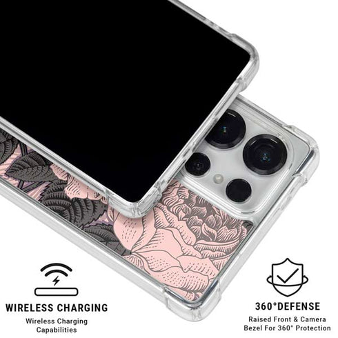 Rose Quartz Floral Galaxy S25 Ultra Clear Case