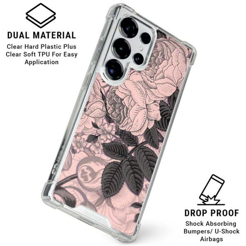 Rose Quartz Floral Galaxy S25 Ultra Clear Case