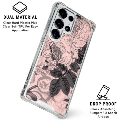 Rose Quartz Floral Galaxy S26 Ultra Clear Case