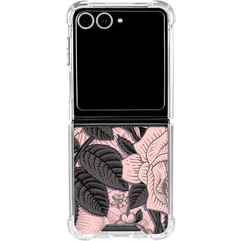 Rose Quartz Floral Galaxy Z Flip7 Clear Case