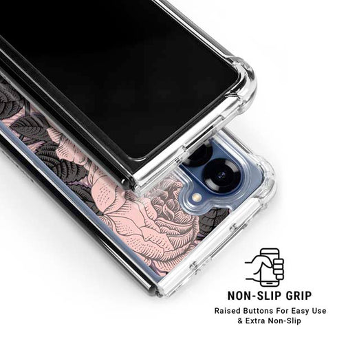 Rose Quartz Floral Galaxy Z Fold6 Clear Case
