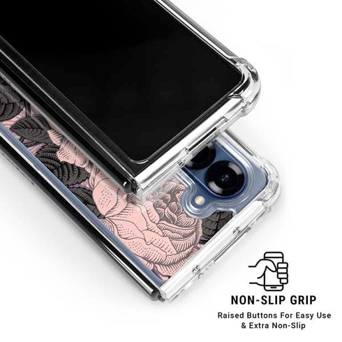 Rose Quartz Floral Galaxy Z Fold7 Clear Case