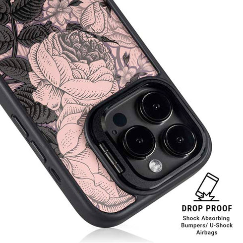 Rose Quartz Floral iPhone 13 Pro Kickstand Case
