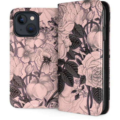 Rose Quartz Floral iPhone 14 Folio Case