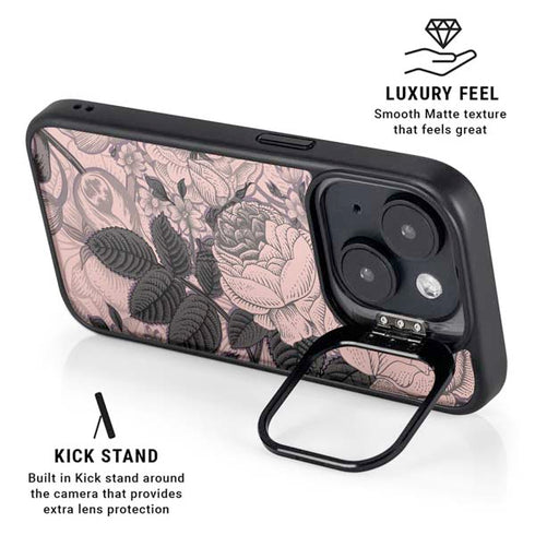 Rose Quartz Floral iPhone 14 Kickstand Case