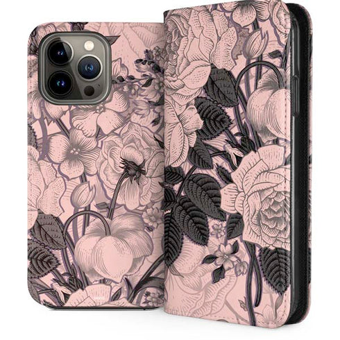 Rose Quartz Floral iPhone 14 Pro Max Folio Case
