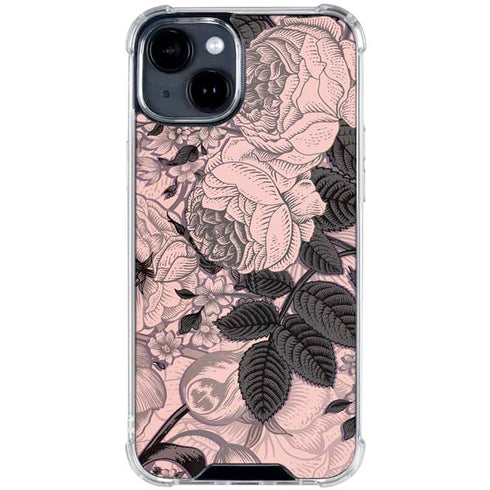 Rose Quartz Floral iPhone 15 Clear Case